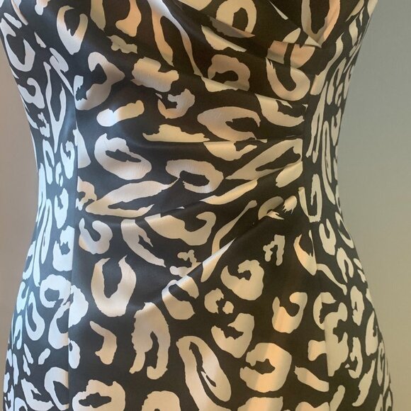 Kay Unger Fitted Sleeveless Black White Cheetah Print Cocktail Dress Womens Sz 2 - Picture 6 of 9